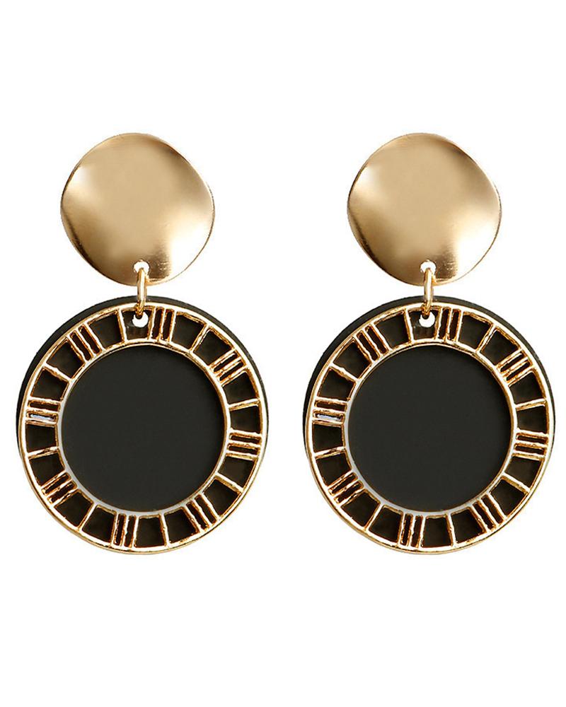 

1Pair Geometric Patten Vintage Dangle Earrings, Black