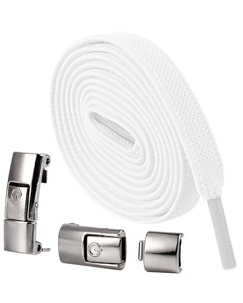 

Simple Installation No Screws Required Widened Buckle Elastic Sneakers Laces, White
