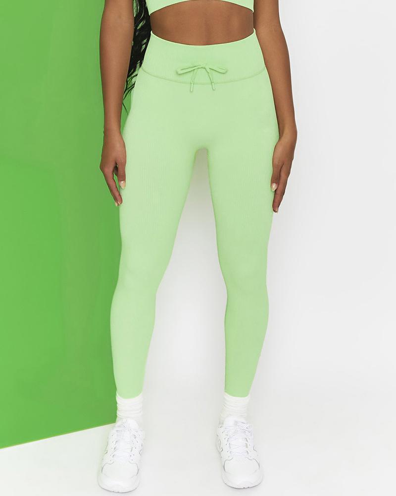 

Drawstring Skinny Yoga Pants, Green