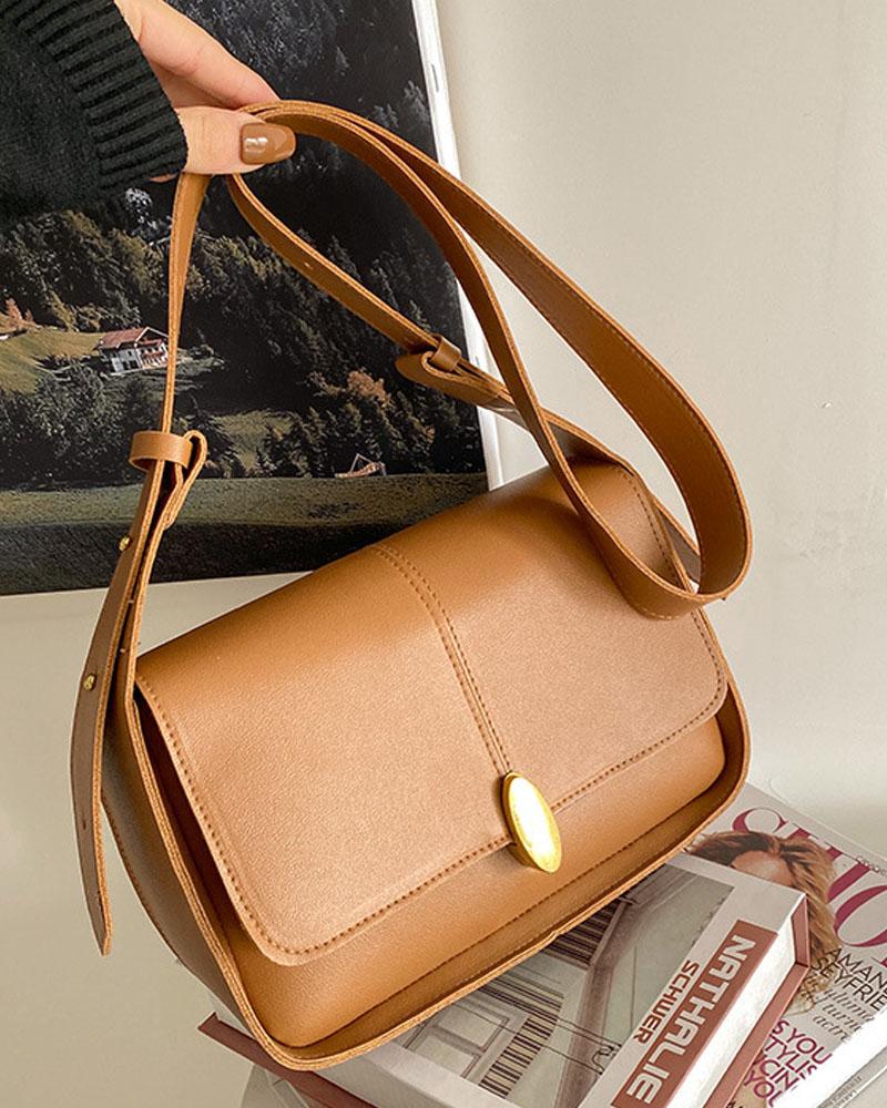 

Lock Flap Shoulder Bag, Brown