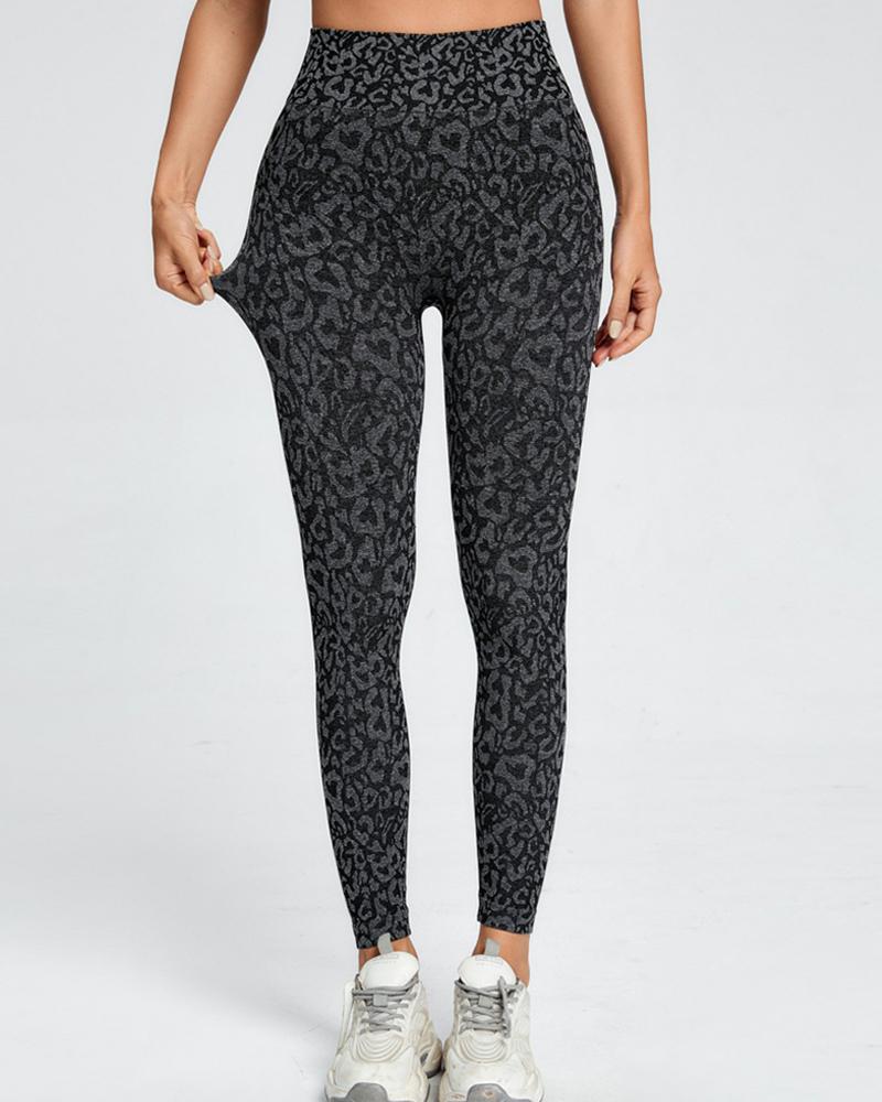 

Quick-drying Leopard Print Yoga Pants, Black