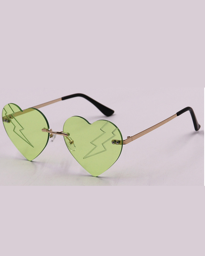 

1Pair Gradient Color Heart Shaped Rimless Trendy Sunglasses, Green