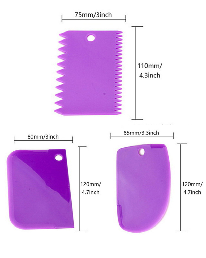 

3PCS/Lot Cream Scraper DIY Scraper Cake Decorating Fondant pastry cutters, Purple