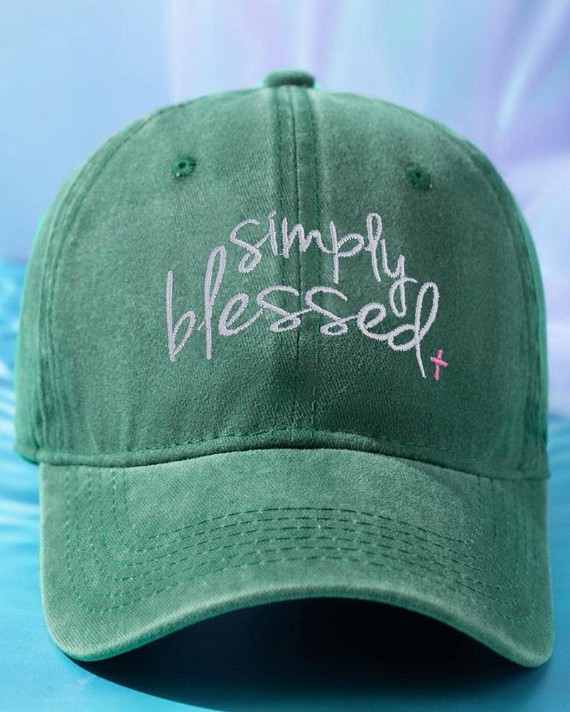 

Letter Embroidery Distressed Retro Baseball Cap, Green