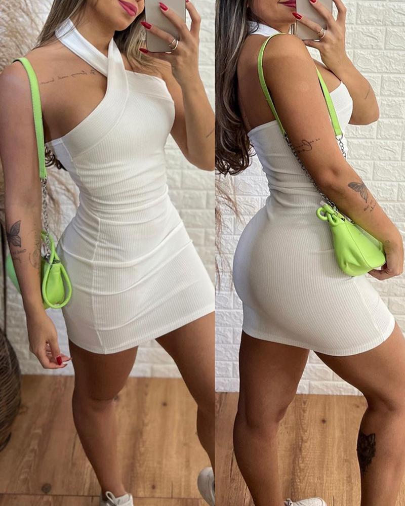 

Vestido Bodycon com nervuras frente única e costas nuas, White