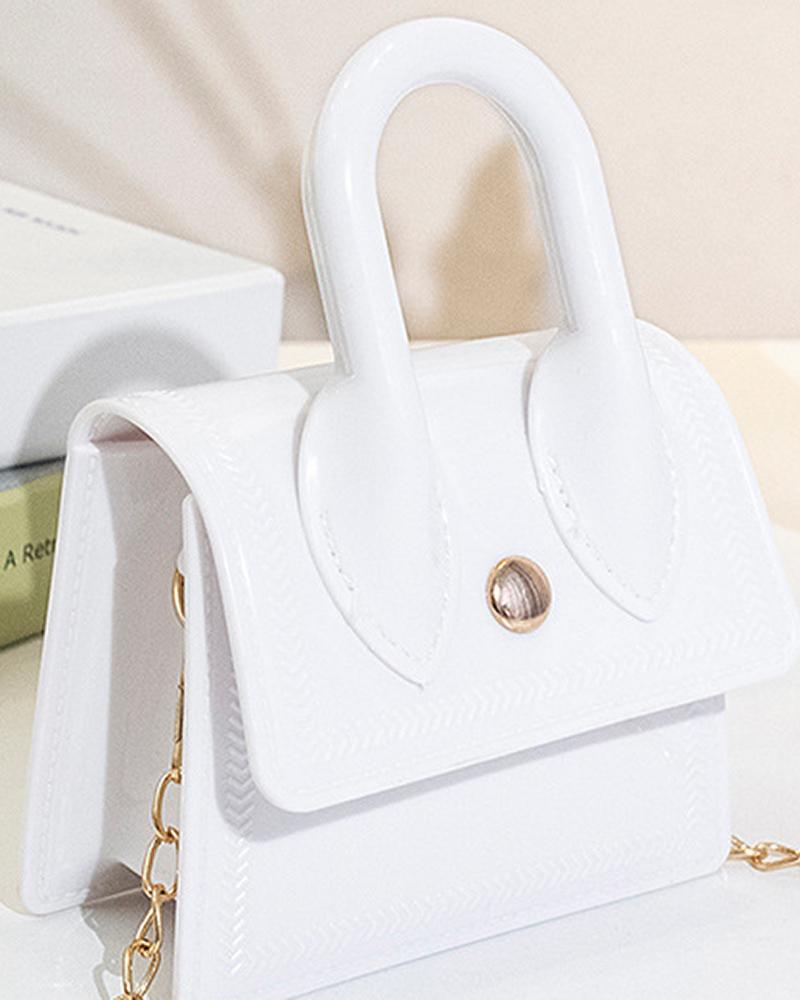 

Pastel Chain Strap Square Handbag, White