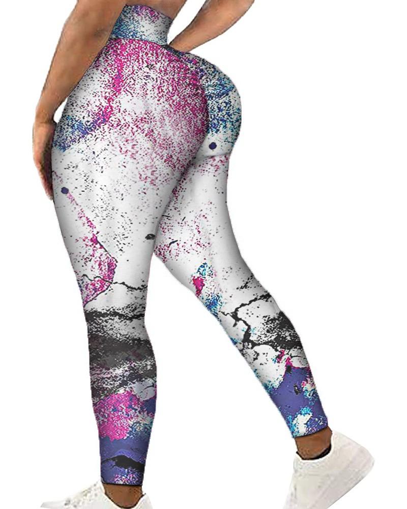 

High Waisted Colorblock Scrunch Butt Lifting Booty Yoga Pants, Multicolor