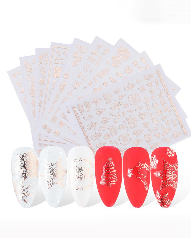 

9pcs Christmas Pattern Nail Art Sticker, Style1