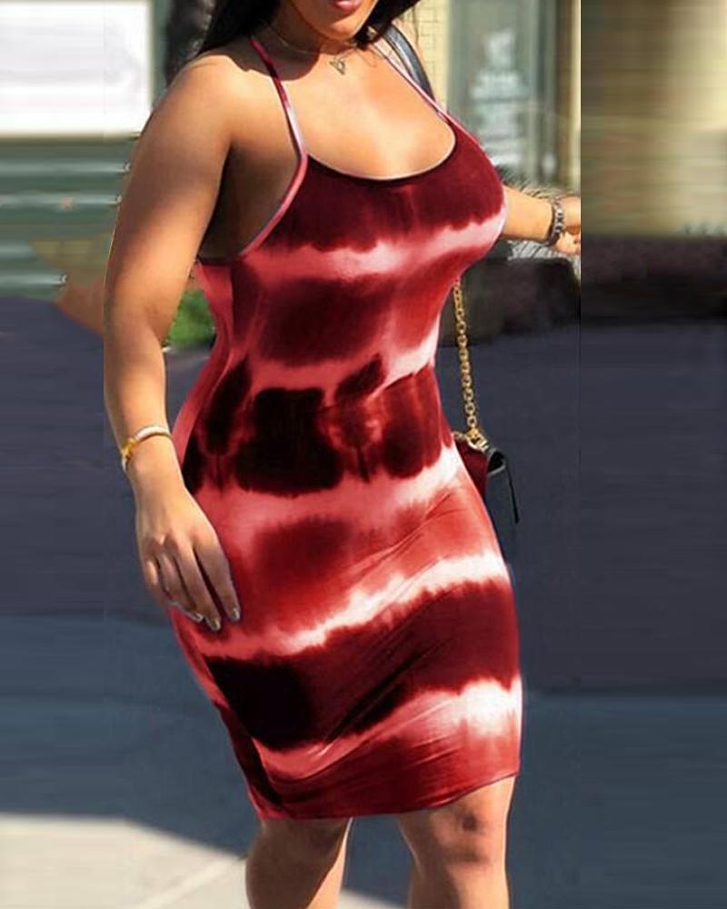 

Tie Dye Bodycon Cami Dress, Red