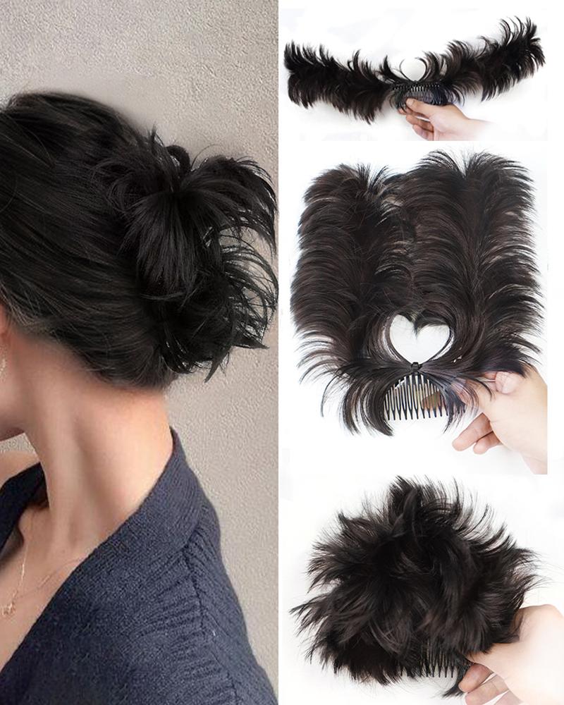 

Synthetic Messy Hair Bun Hairpiece Side Comb Clip Updo Ponytail Hair Extension, Style1
