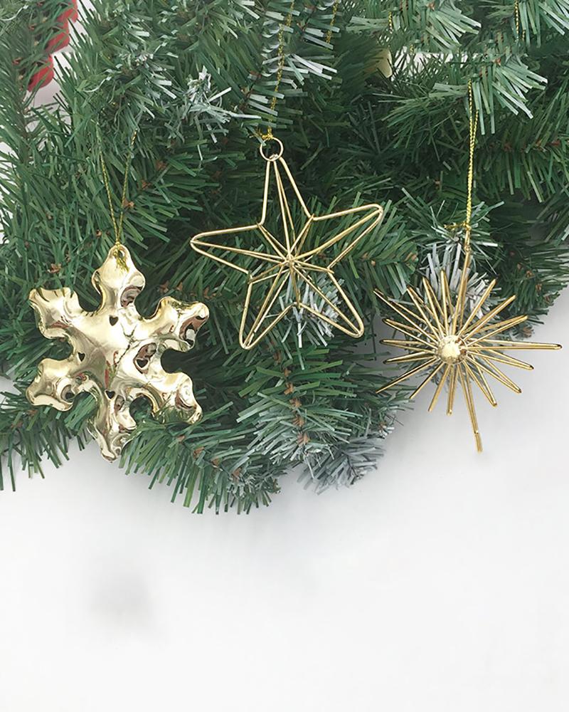 

Metal Christmas Tree Hanging Ornaments Snowflake Five Pointed Star Xmas Tree Party Decor, Style1