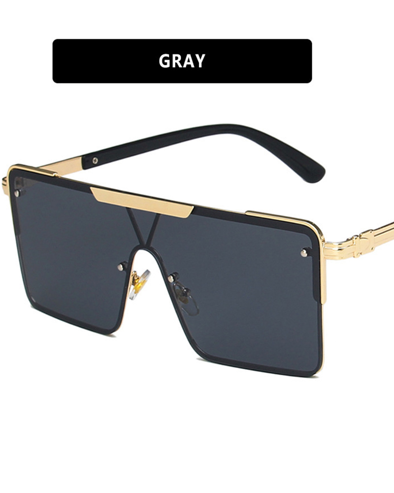 

Tinted Square Metal Frame Sunglasses, Gray