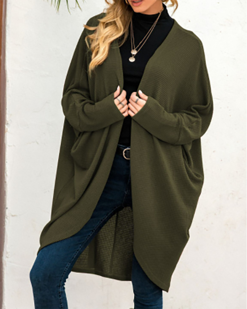 

Batwing Long Sleeve Longline Cardigan, Army green