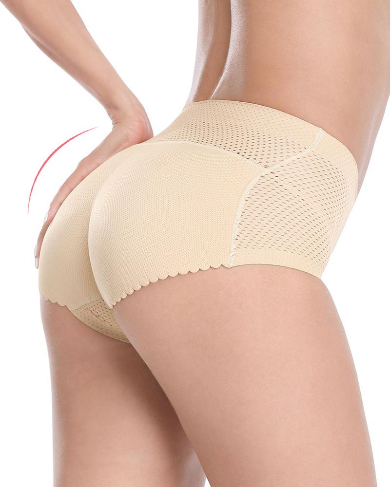 

Sponge Padded Push Up Panties Butt Lifter Fake Ass Briefs Butt Hip Enhancer Seamless Control Panties, Nude