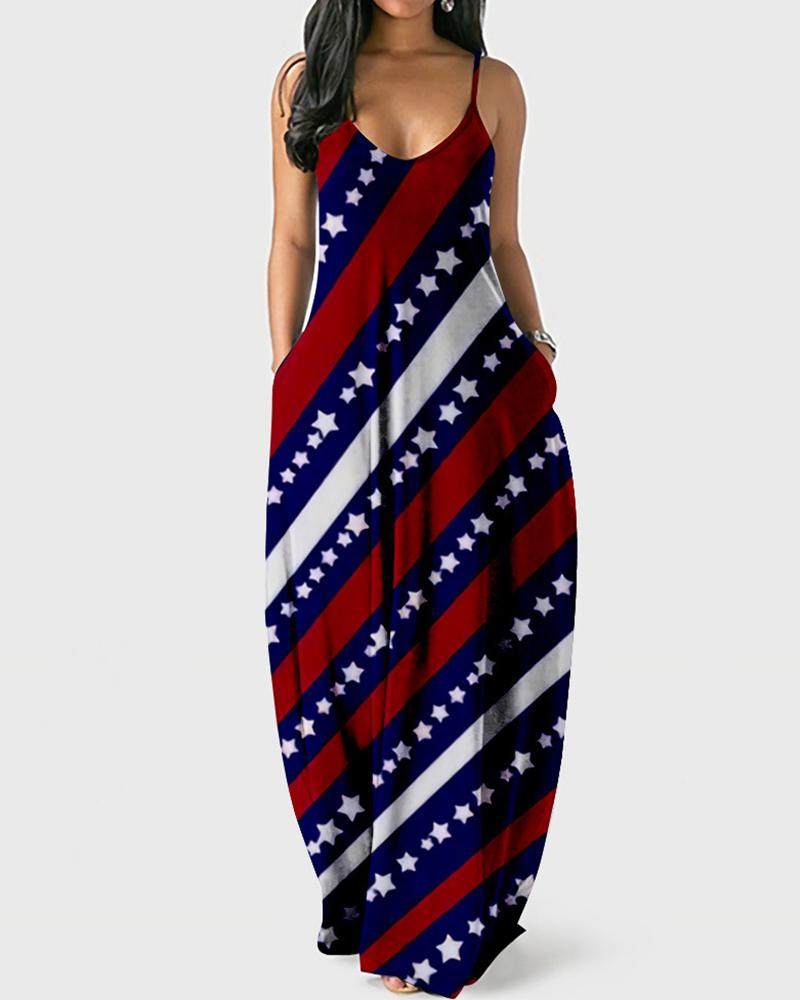 

Independence Day Print Sling Maxi Dress, Style6