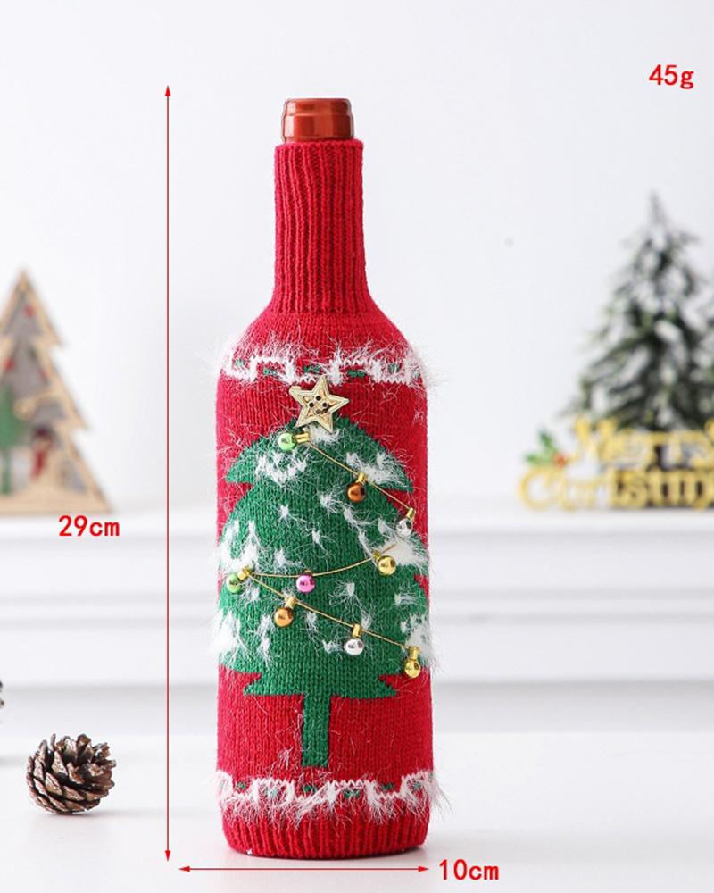 

1pc Fuzzy Christmas Tree Santa Snowman Knitted Beer Bottle Tall Can Covers Home Decor Party Favor Gift Bag, Style3