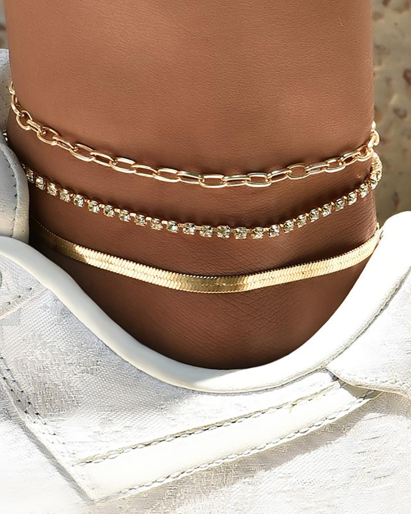 

Studded Simple Chain Anklet, Gold