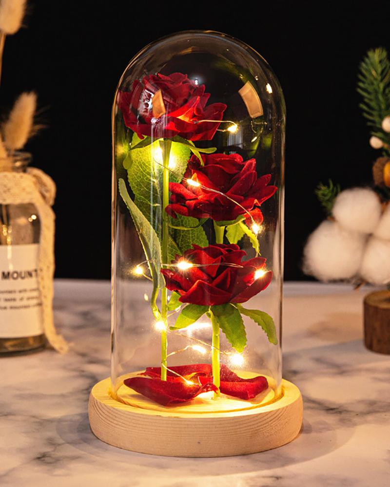 

Valentine Rose Gift Decorations Artificial Flower Rose With Led Light String, Style1