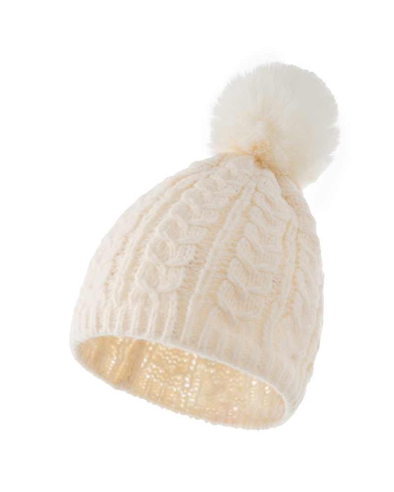 

Pom Pom Decor Knit Beanie, White