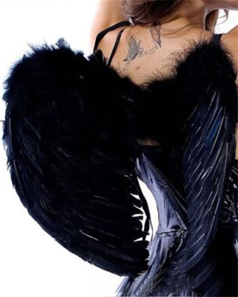 

Black Feather Adult Angel Wings Christmas Fancy Dress Comic-Con Cosplay Halloween Costume Accessories