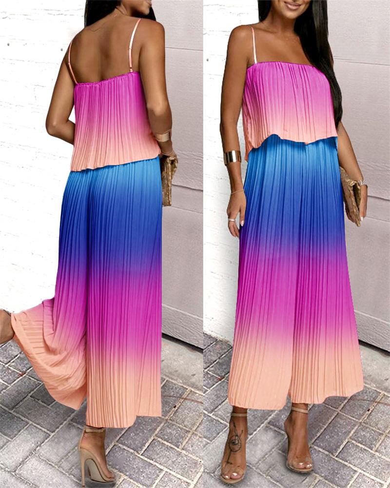 

Ombre Spaghetti Strap Wide Leg Jumpsuit, Multicolor