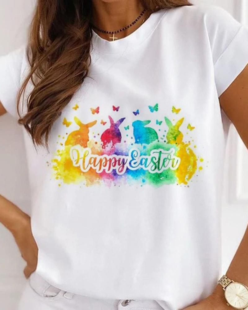 

Cartoon Figure Print Short Sleeve T-shirt, Style4