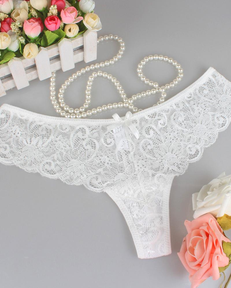 

See Through Floral Lace Panty, White