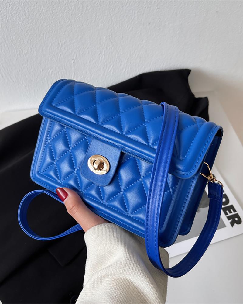 

Quilted Square Shoulder Bag, Blue