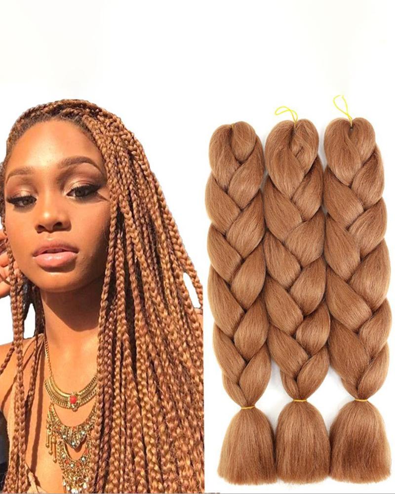 

3 Pack Jumbo Braids Hair Crochet Braiding Hair 24 Inches Synthetic Fiber Braiding Hair Extensions, Gold