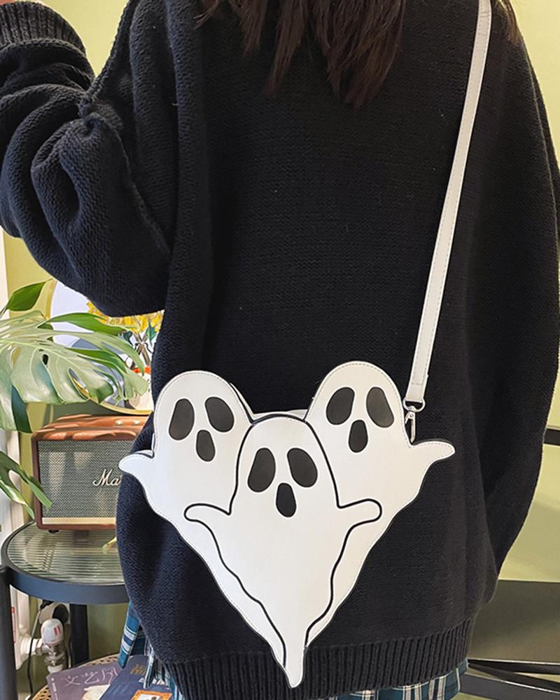 

Halloween Ghost Shaped Funny Crossbody Shoulder Bag, White