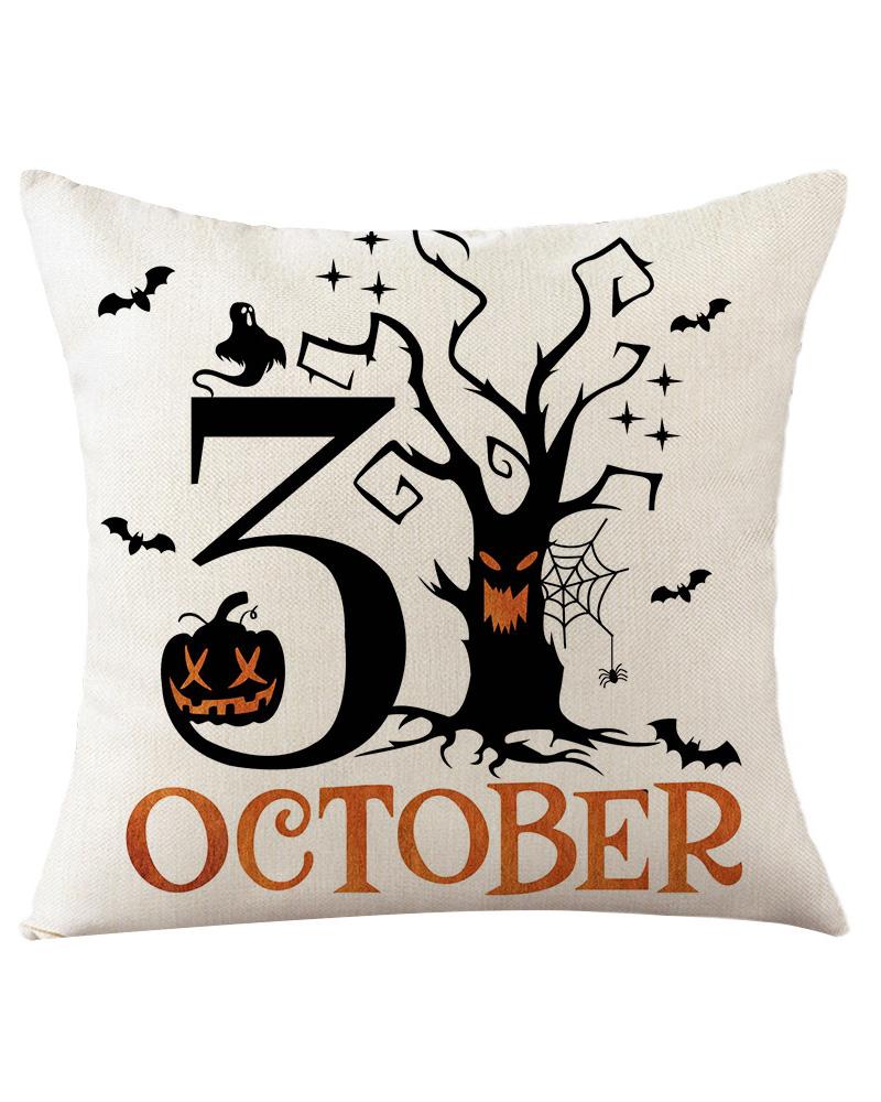 

Halloween Letter Pumpkin Graphic Print Pillow Covers Home Decor Sofa Throw Pillow Case Cushion Covers, Style3