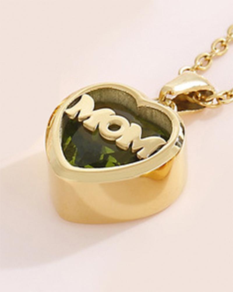 

Mother's Day Letter Heart Pendant Rhinestone Decor Necklace, Style2