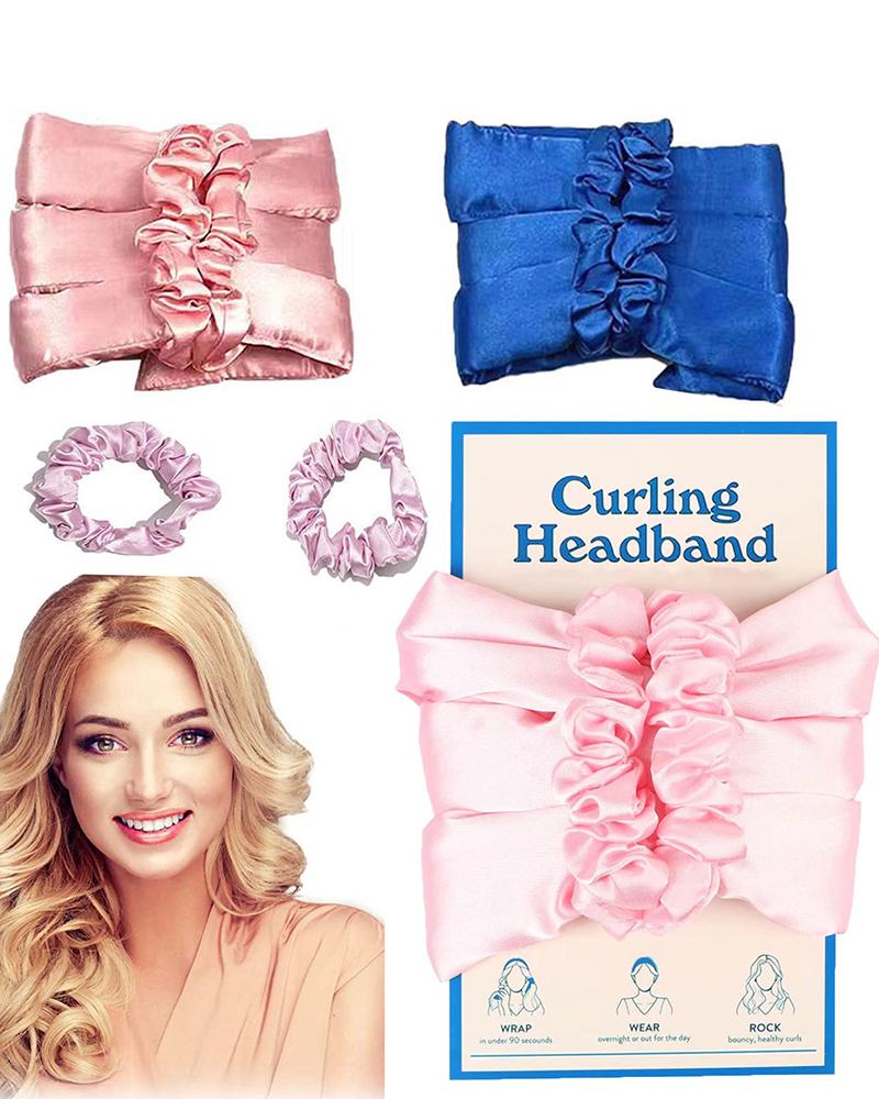 

Heatless Curling Headband Overnight Natural Rod Ribbon Lazy Hair Curlers Wraps Kit For Long Hair, Pink