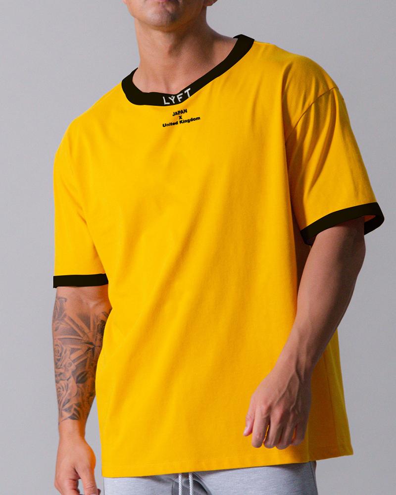 

Color Border Short Sleeve T-shirts, Yellow