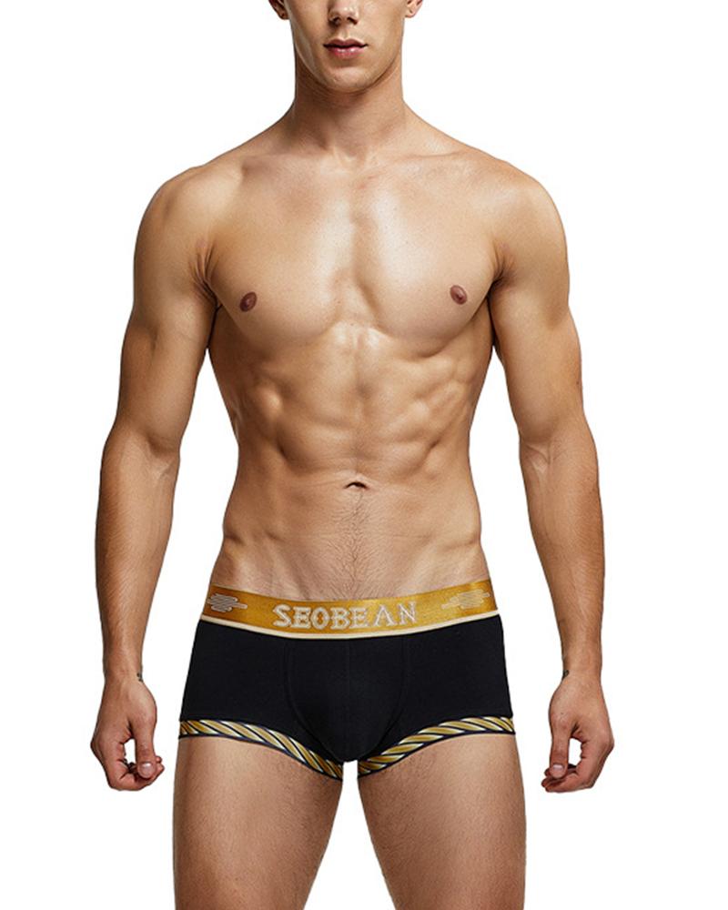 

Color Block Splicing Letter Print Skinny Underpants, Black