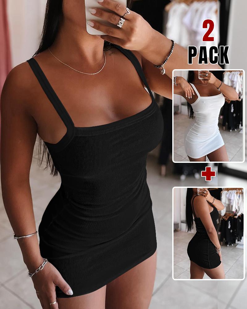 

Robe moulante sans manches à bretelles spaghetti et bandeau, 2 pièces, mini-robe sexy et ajustée, Style3