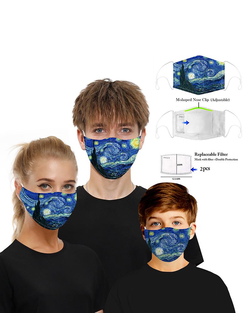 

Print Mouth M .a. s. k Breathable Washable And Reusable With 2PCS Replaceable Filter, Style1