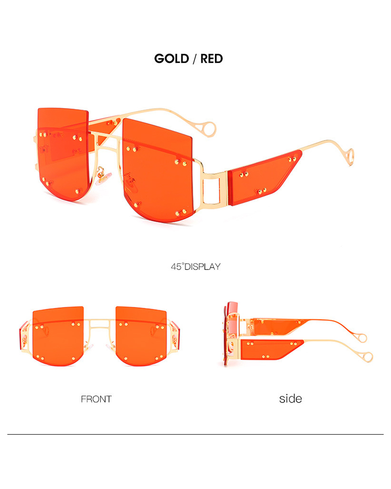 

1Pair Metal Rimless Square Shaped Sunglasses, Orange