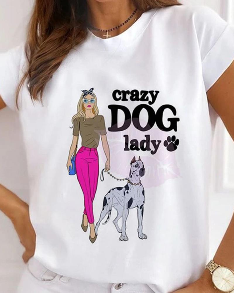 

Cartoon Figure Print Short Sleeve T-shirt, Style3