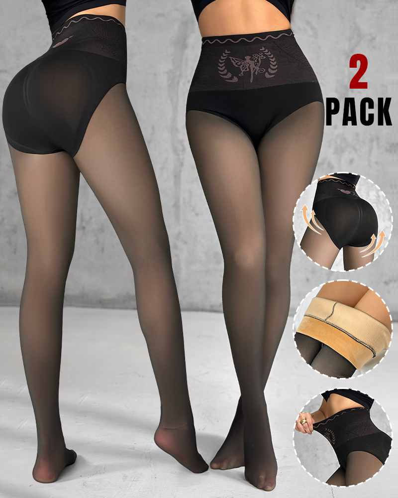 

ChicMe ShapeLift 2-Pack Magic Fleece Lined Leggings High Waist Tummy Control Butt Lifting Thermal Pantyhose (2-Pack, Black+Black), Style1(2-pack;black+black;t.f. (40°f-60°f))