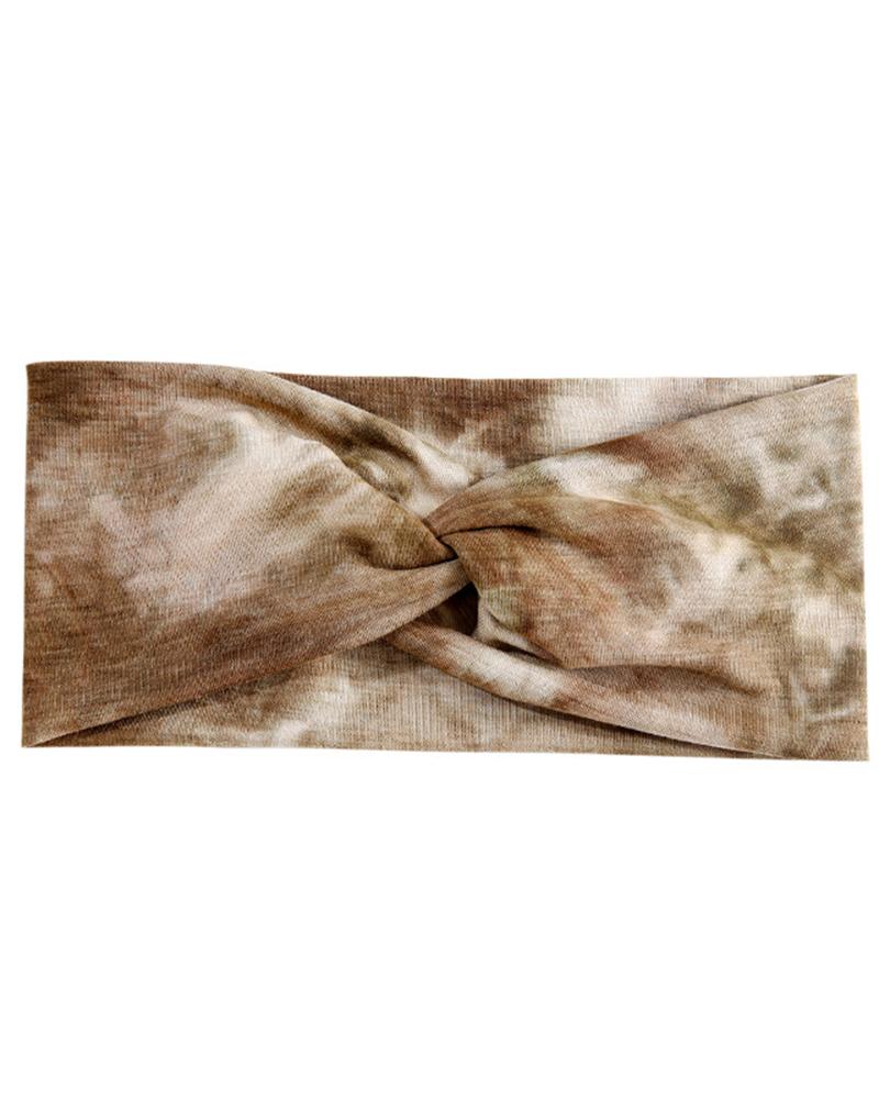 

1pc Non Slip Elastic Headband Twisted Yoga Workout Running Sport Sweat Hair Wrap, Coffee