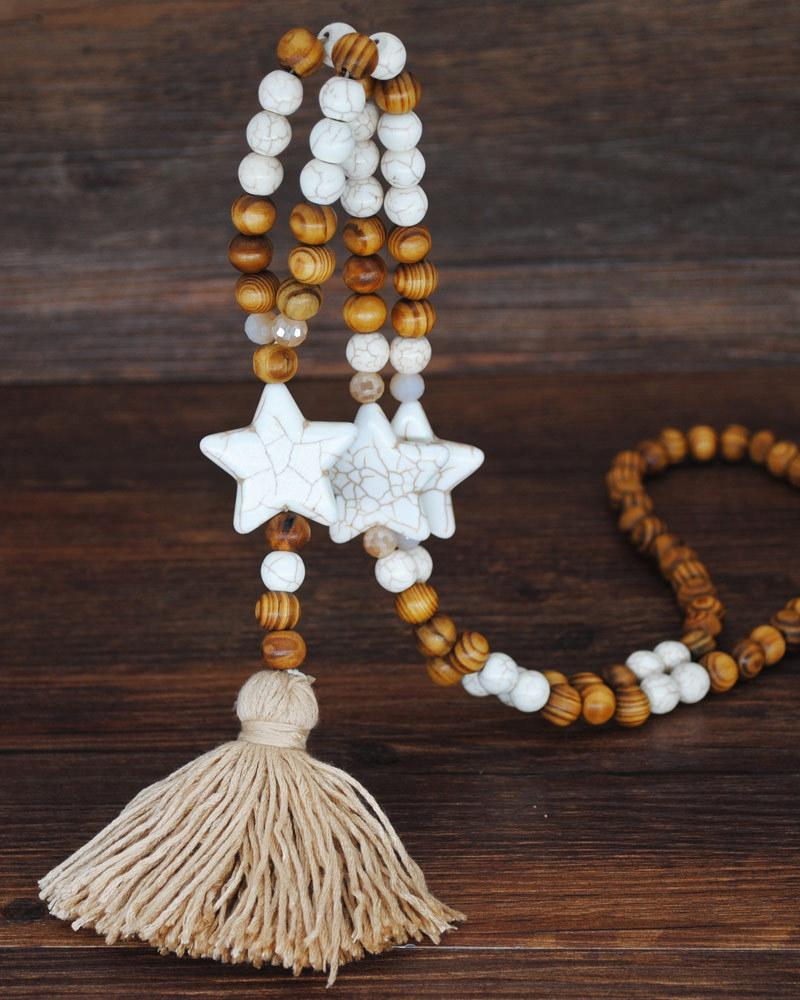 

1pc Bohemian Beaded Tassel Design Pendant Necklace, Style2
