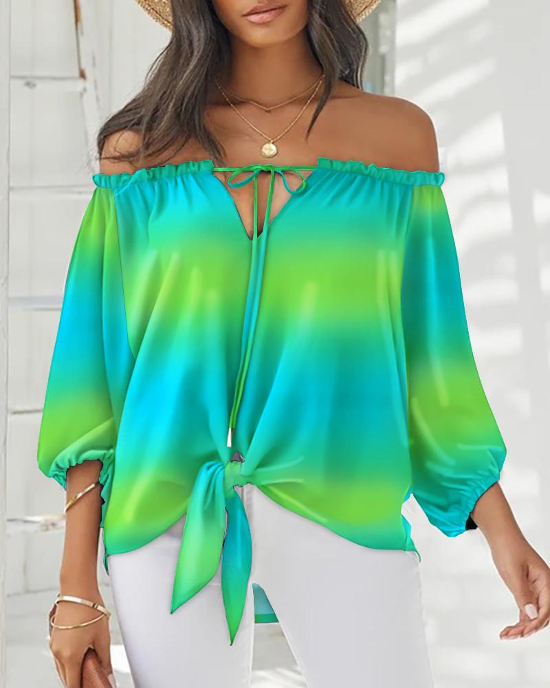 

Ombre Tied Detail Off Shoulder Top, Multicolor