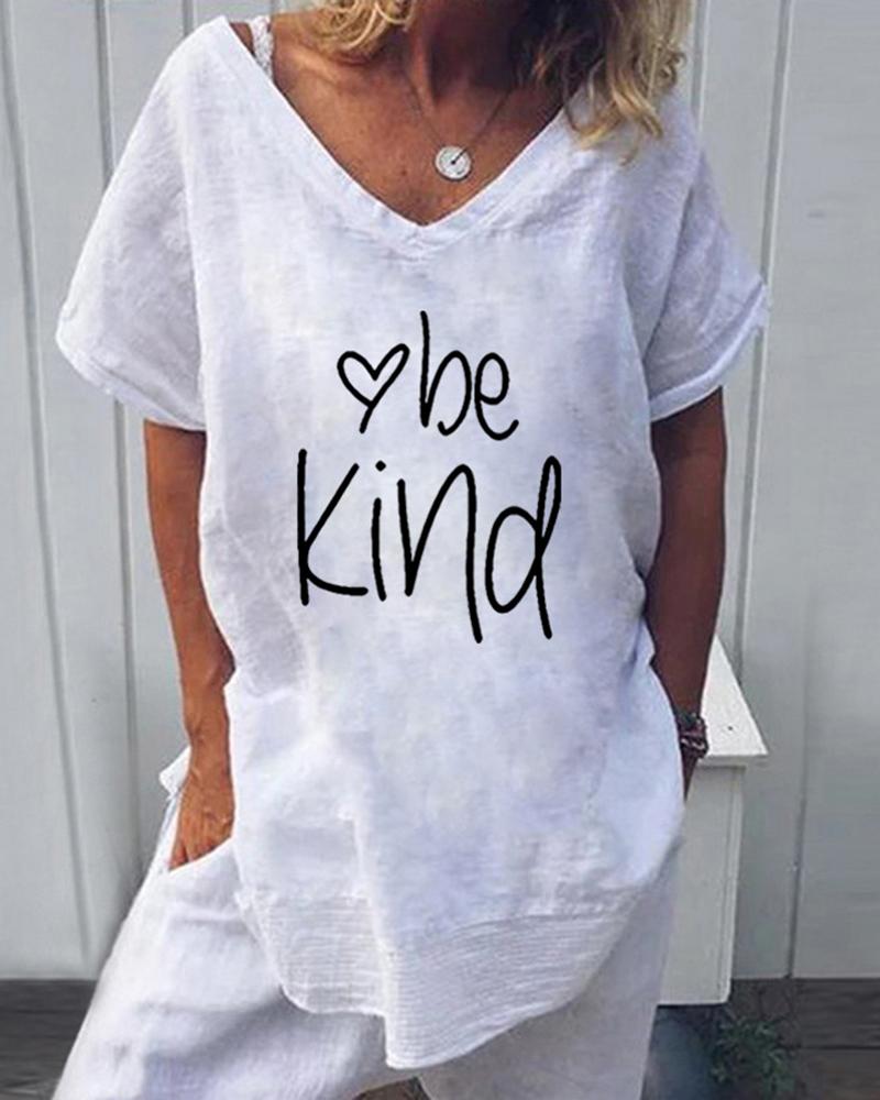 

Be Kind Heart Print T-Shirt, White