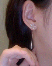 

1Pair Rhinestone Floral Tassel Line Earrings, Silver