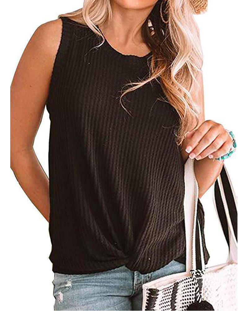 

Twist Design Casual Tank Top, Black