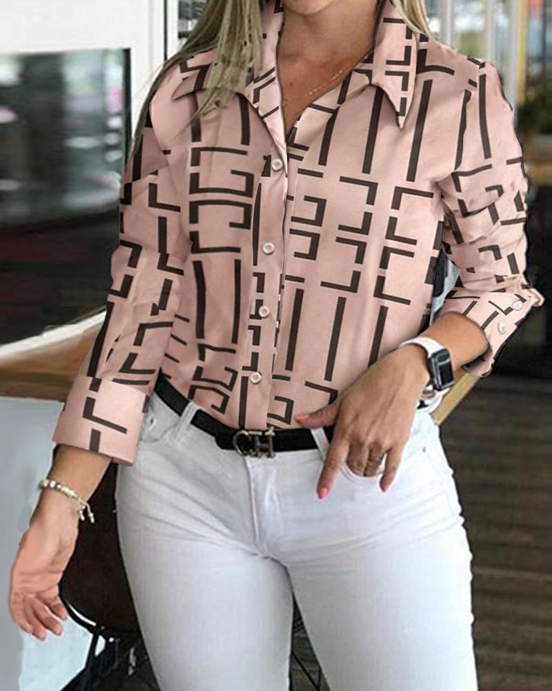

All Over Print Print Buttoned Up Shirt, Pink