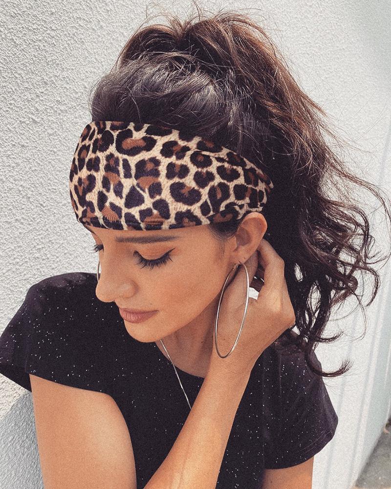 

Leopard Print Yoga Elastic Headwraps Head Wrap Hair Band