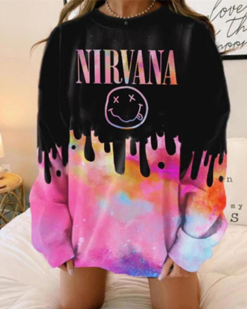 

Graphic Letter Print Drop Shoulder Oversized Sweatshirt, Black