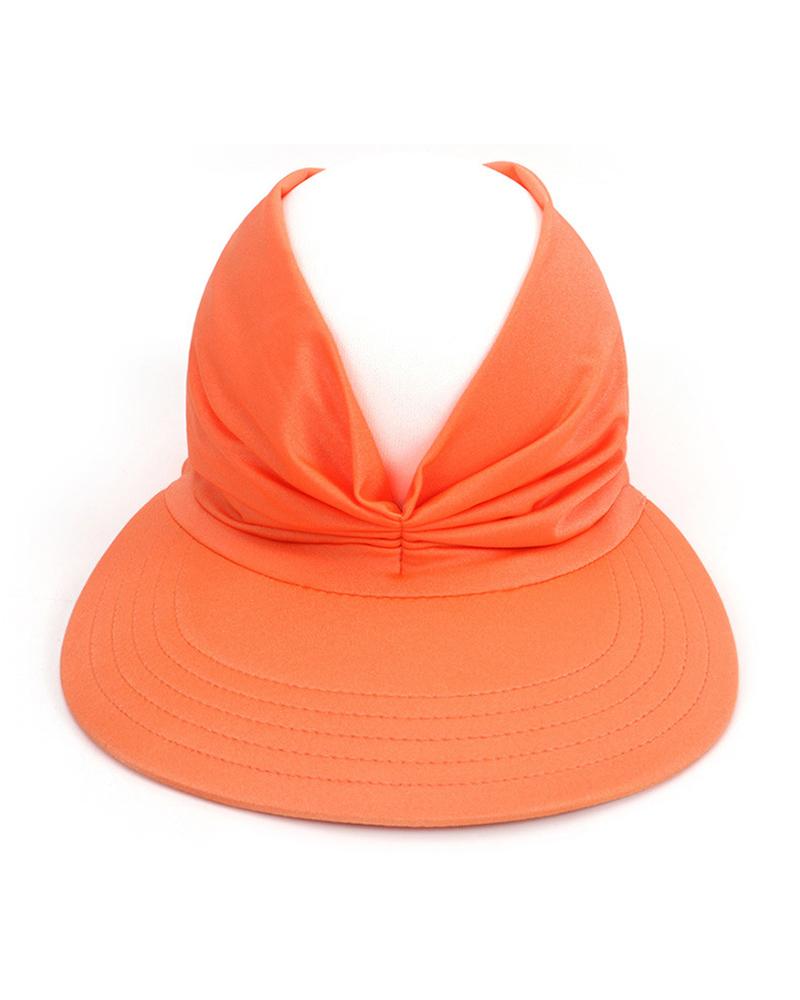 

Beach Sunhat UV Protection Anti-UV Ponytail Beach Cap Visor Hat, Orange